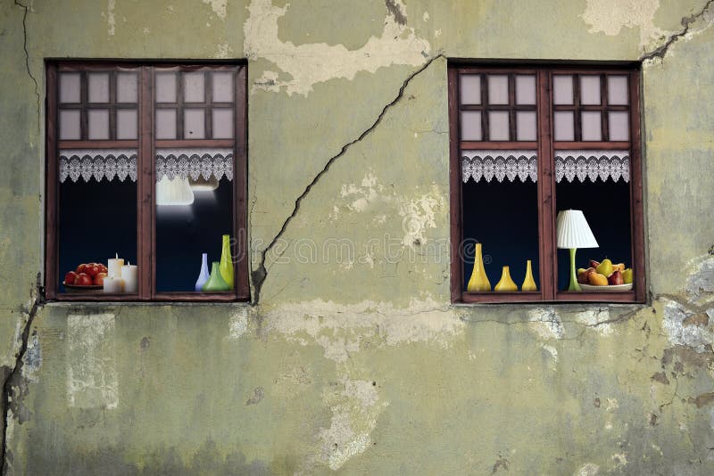 Windows of the old house stock photo. Image of rural 33994926