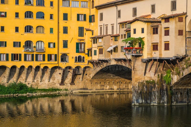 Windows over the Ponte Vechio bridge in Florence