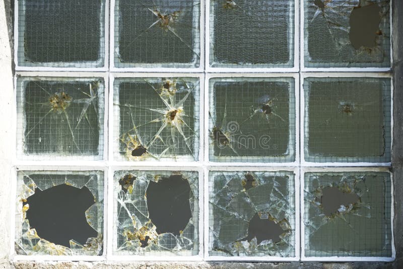 Windows smashed glass vandalism