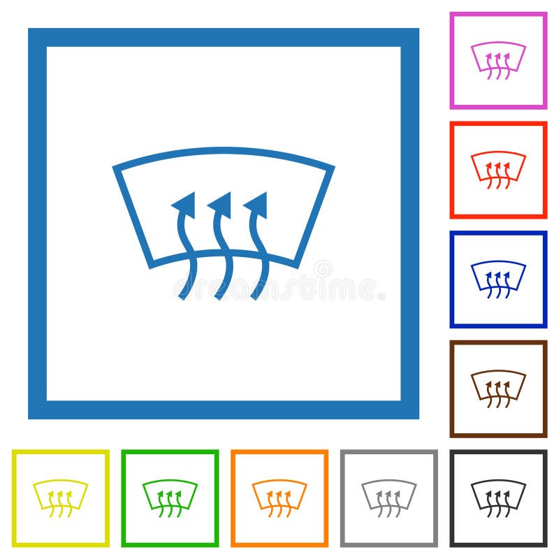 Windshield Defrost Flat Framed Icons Stock Vector Illustration of