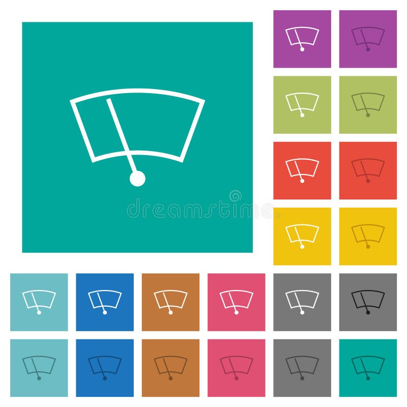 Windshield wiper square flat multi colored icons stock illustration