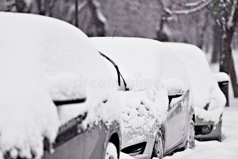Windshield Wipers of an Snow Covered Car Stock Image Image of january