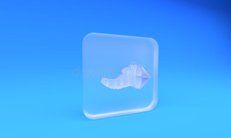 Windsocken-Windschutzscheibe aus gefriertem Glas (Cone meteorology) isoliert auf blauem Hintergrund. Windsock die Richtung und stock abbildung