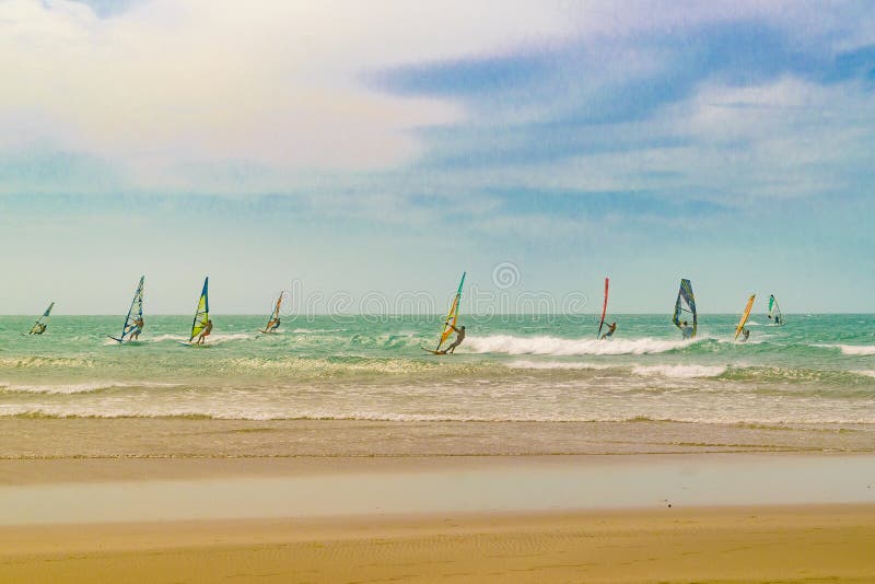 Windsurfing at Jericoacoara Beach Brazil Editorial Image Image of