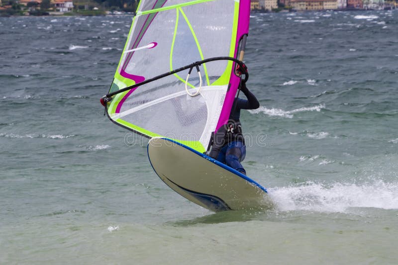 Windsurfing Scene on Lake Como Stock Image Image of power, action