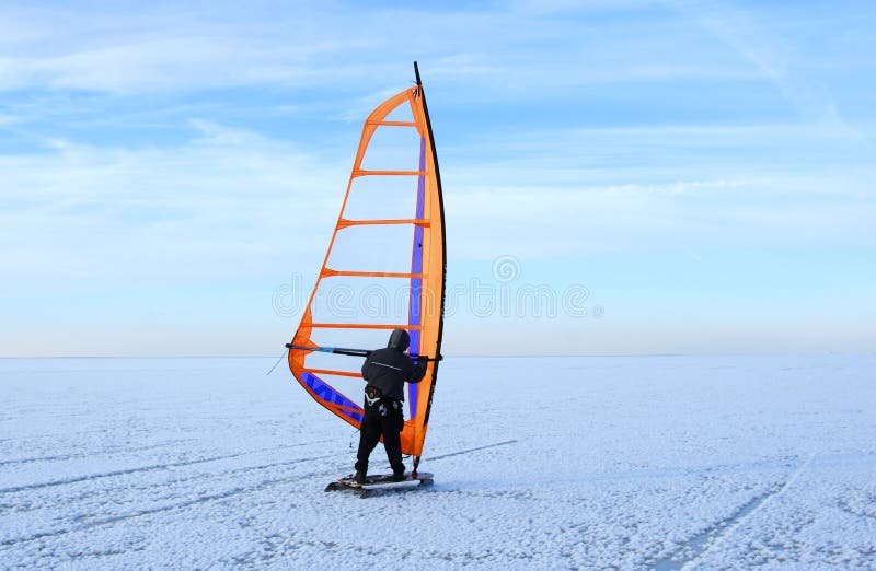 Windsurfing on sea ice stock image. Image of action, windsurf 24335159