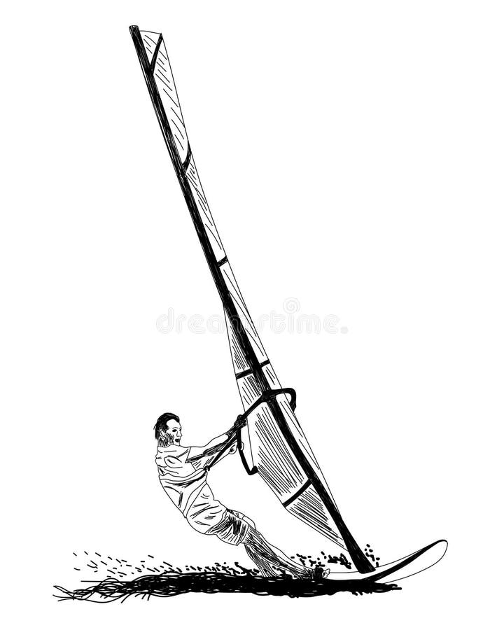 Windsurfing sketch stock vector. Illustration of board 40830727