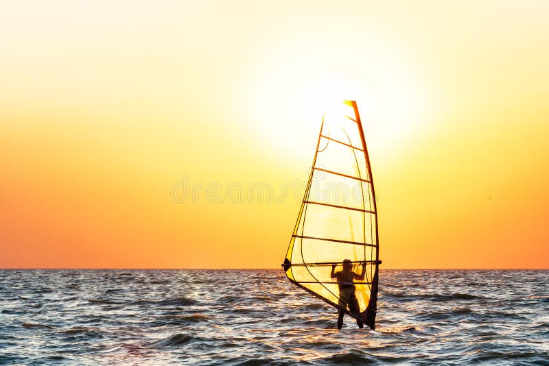 Windsurfing at sunset