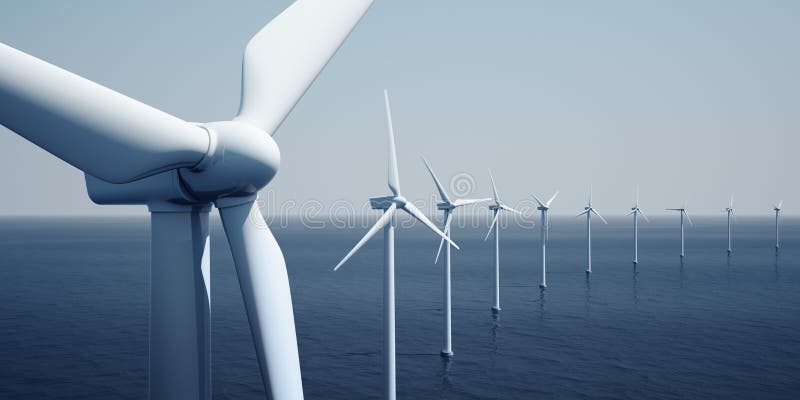 windturbines d'océan illustration libre de droits windturbines d'océan illustration libre de droits