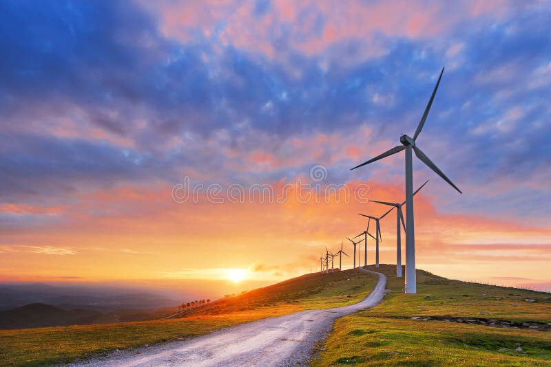 Windturbines in het eolic park van Oiz