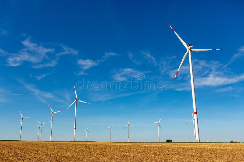 Windturbines in a yellow farmland landscape