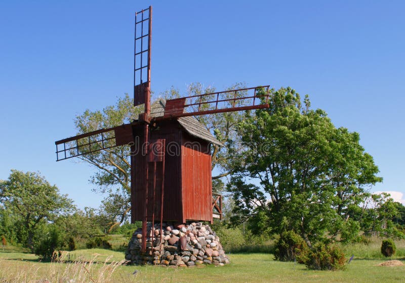 Old windy mill on island Saaremaa in Estonia