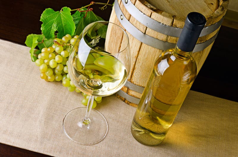 White Wine with Fresh Grapes Stock Photo Image of bottles, drinks