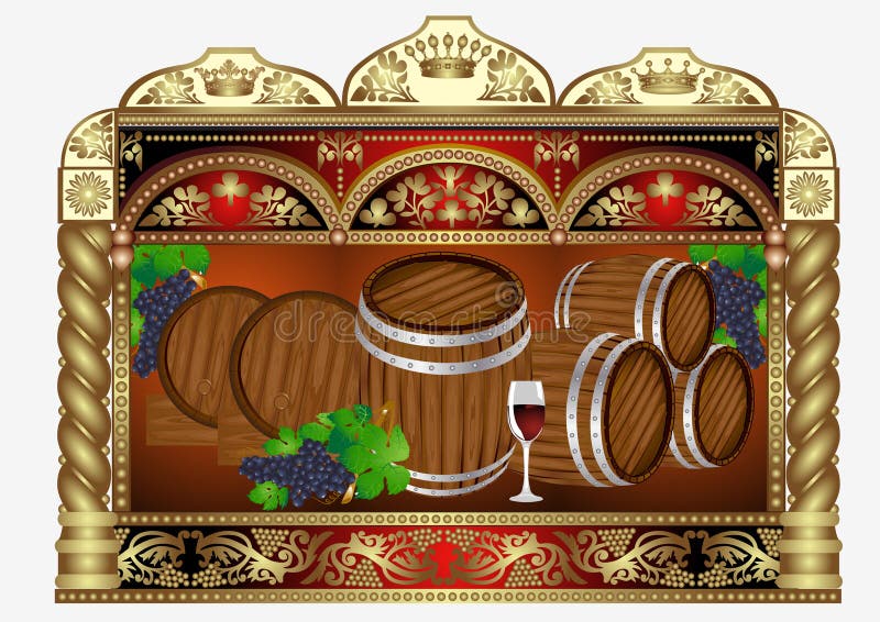 Wine banner advertising barrel vector illustration Wine banner advertising barrel vector illustration