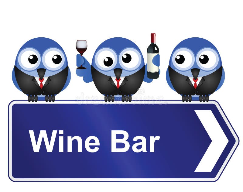 Comical wine bar sign isolated on white background