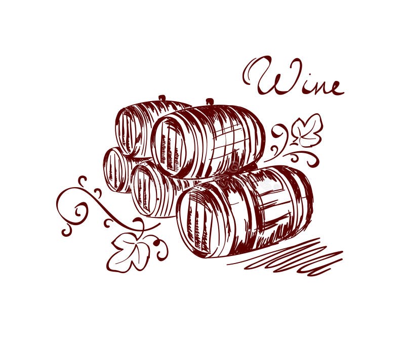 Wine barrels stock vector. Image of wine, drawing, drink 14133006