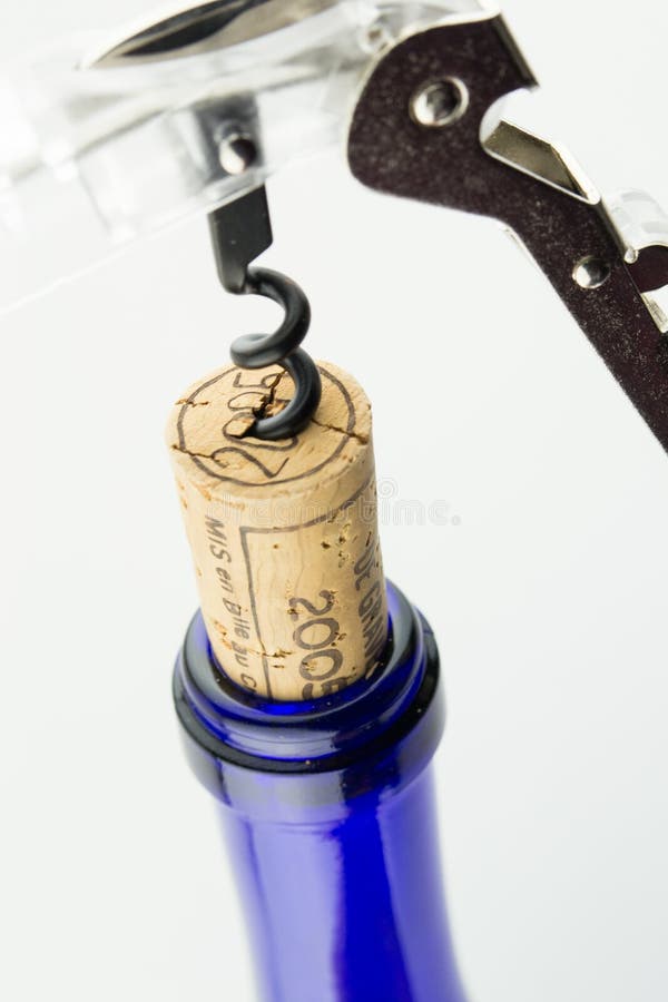 Blue Bottle Wine with a Cork Isolated on White Bac Stock Image Image