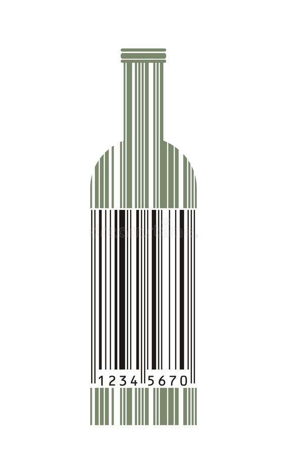 Wine bottle and barcode vector illustration