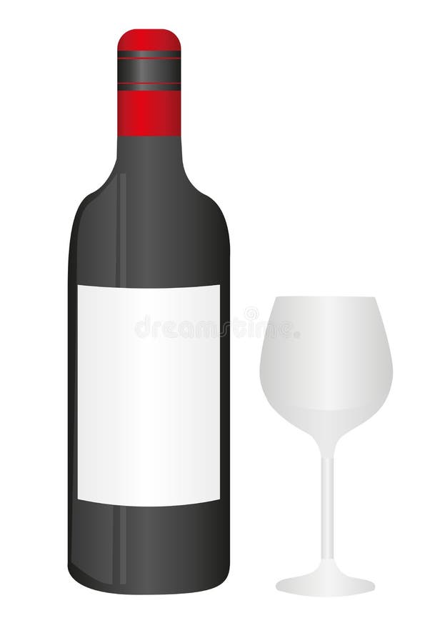Wine bottle and cup stock illustration. Illustration of black 21427476