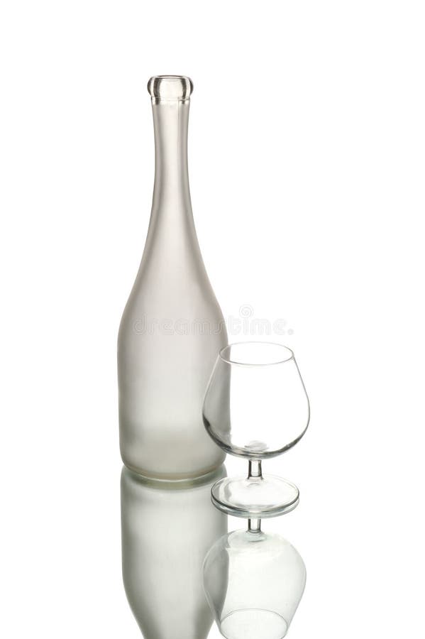 Wine bottle and glass