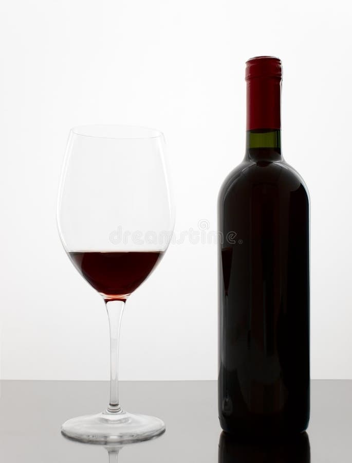 Wine bottle and glass