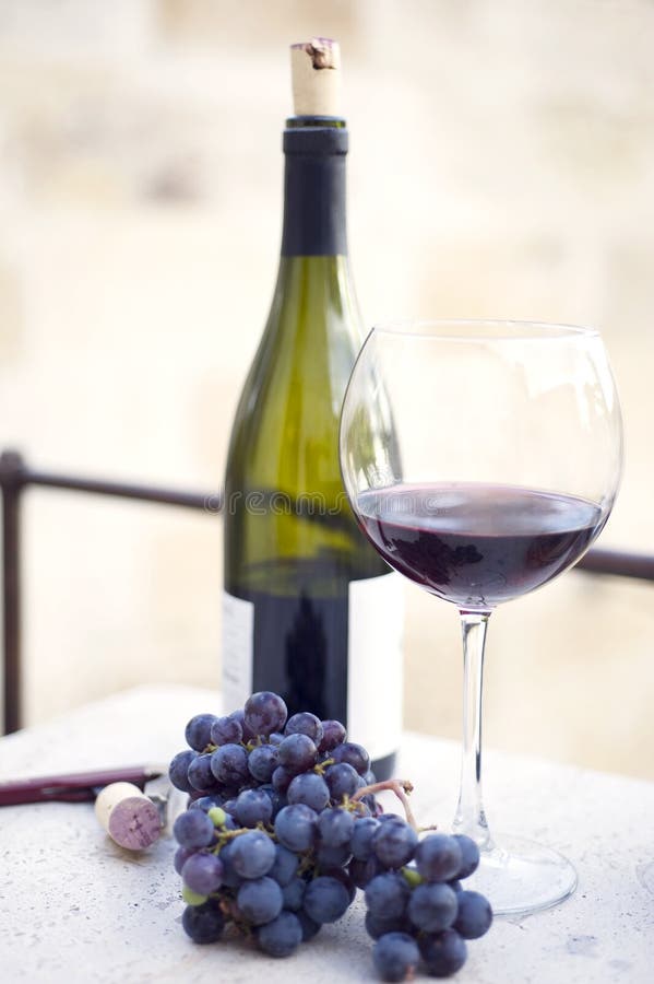 Red Wine with Bottle and Glass on a Table Stock Photo Image of fine