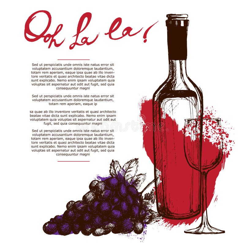 Wine bottle illustration stock illustration. Illustration of drawn