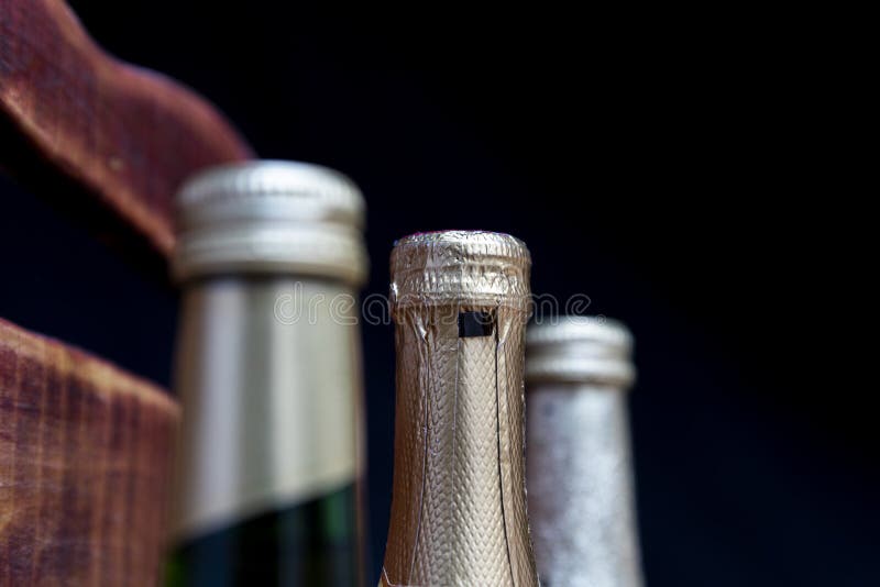 Wine Bottle Tops. Upper Part of Wine Bottle. Corks and Plugs Stock