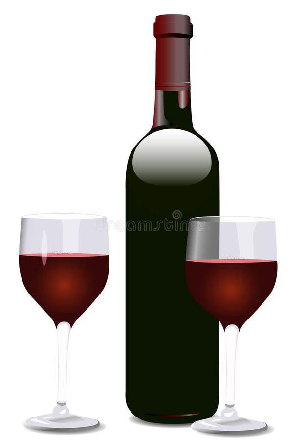 Wine Bottle and Two Glasses