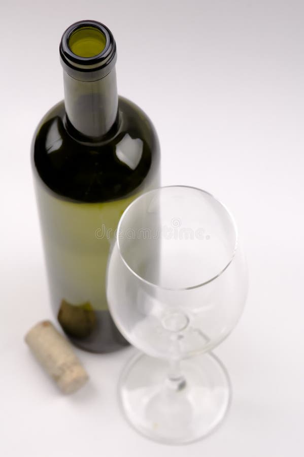 Wine bottle and wineglass