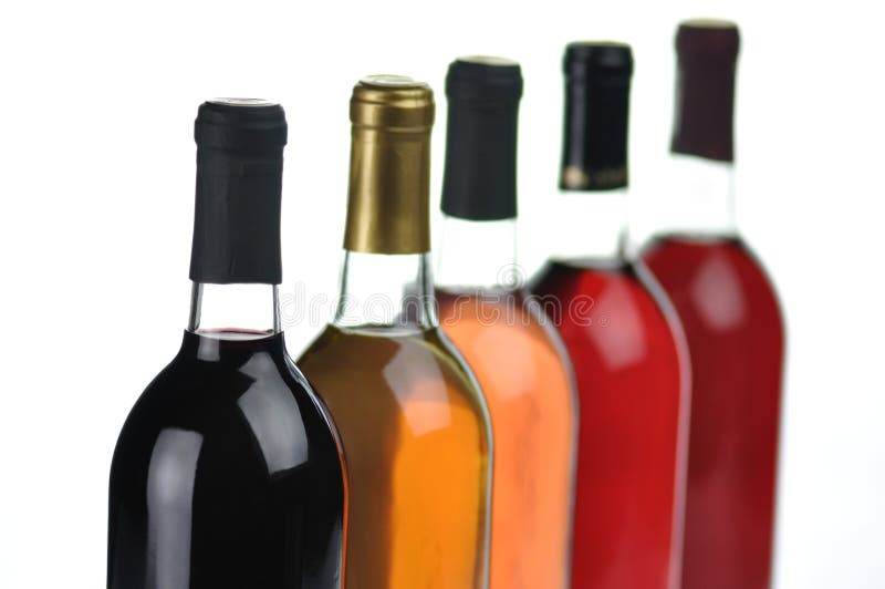 Bottles of Various Wines Closeup Stock Image Image of pink, neck 4081903