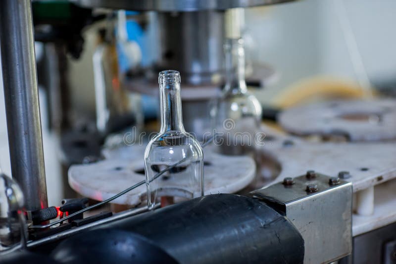Bottle Factory, Row of Glass Bottles Stock Photo Image of glow, cycle 30802434