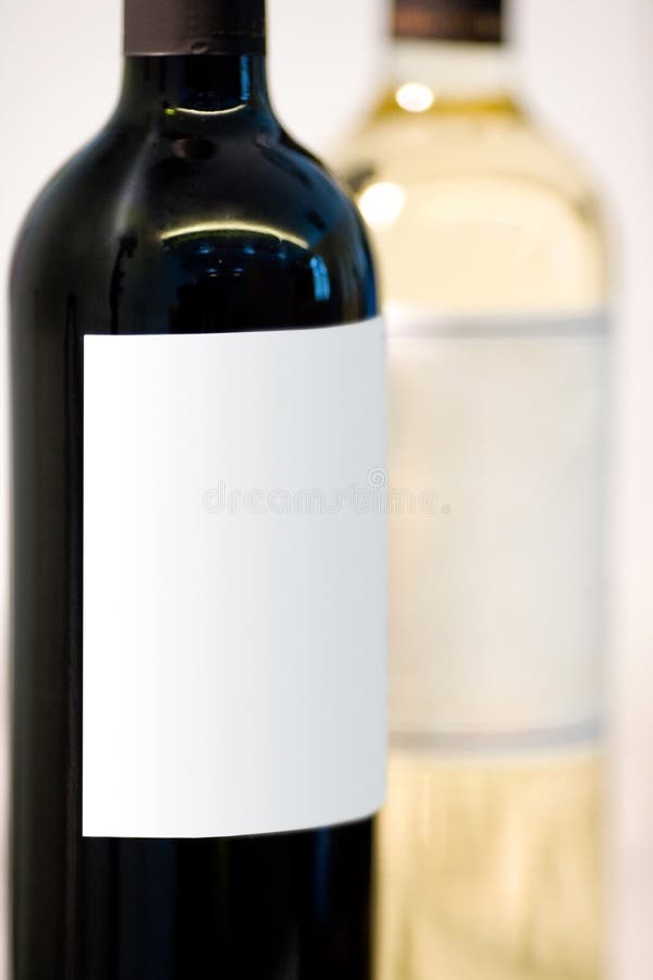 Red and white wine bottles stock image. Image of blank 4474507