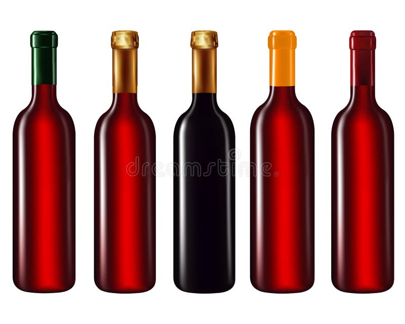 Wine bottles in row