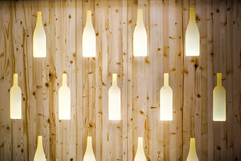 Wine bottles texture wooden shape pattern wall restaurant backdrop bar design royalty free stock photo