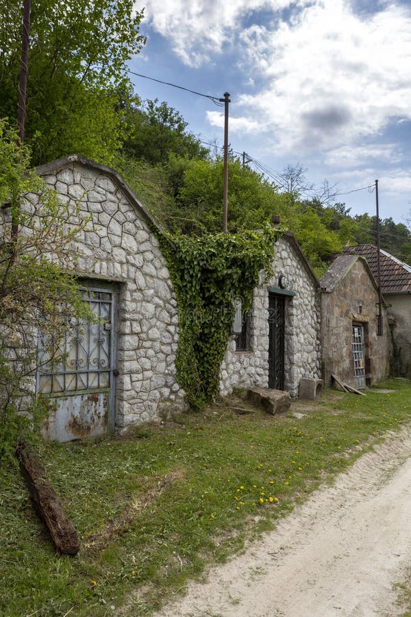 Wine Cellars in Cserepfalu, Hungary Stock Photo Image of farm, forest
