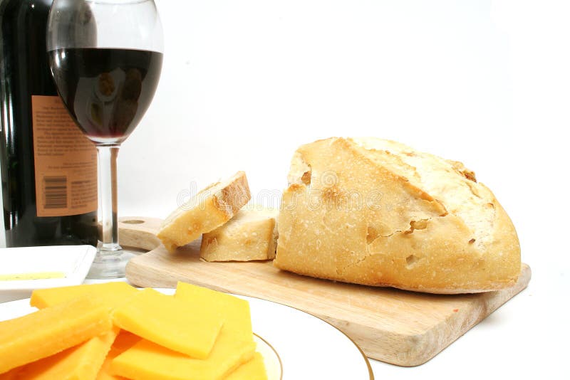 Wine cheese and bread