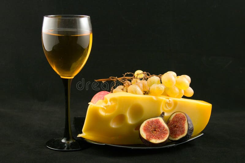 Wine, cheese and fruits