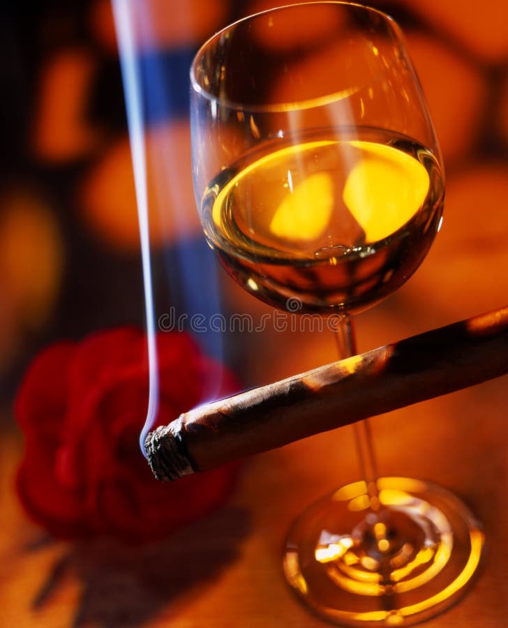 Wine with cigar stock image. Image of havanna, cuban 16895777