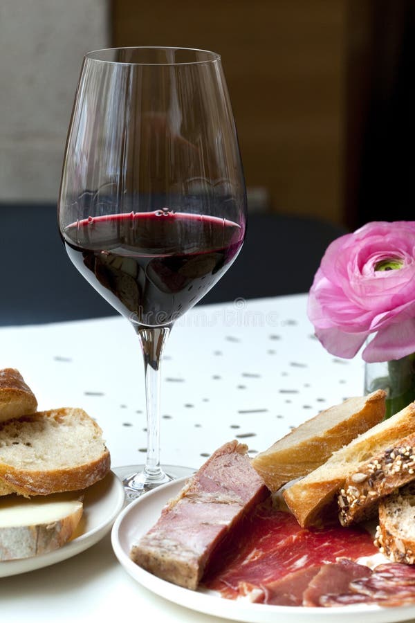 Wine and Cold Cuts on a Wooden Board Stock Photo Image of italian