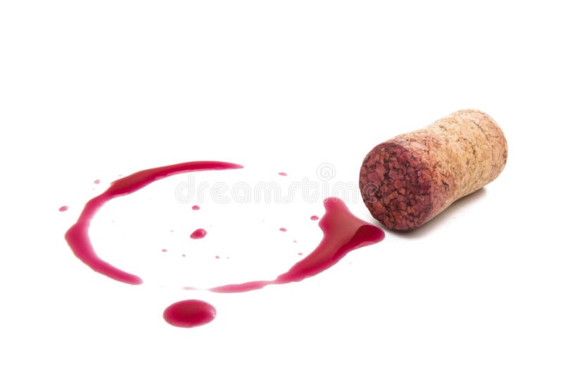 Wine cork with drops of red wine