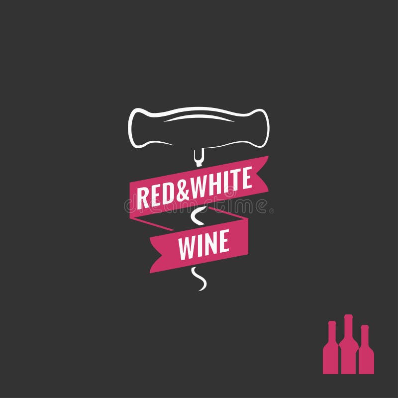 Wine corkscrew logo. Wine bottles with