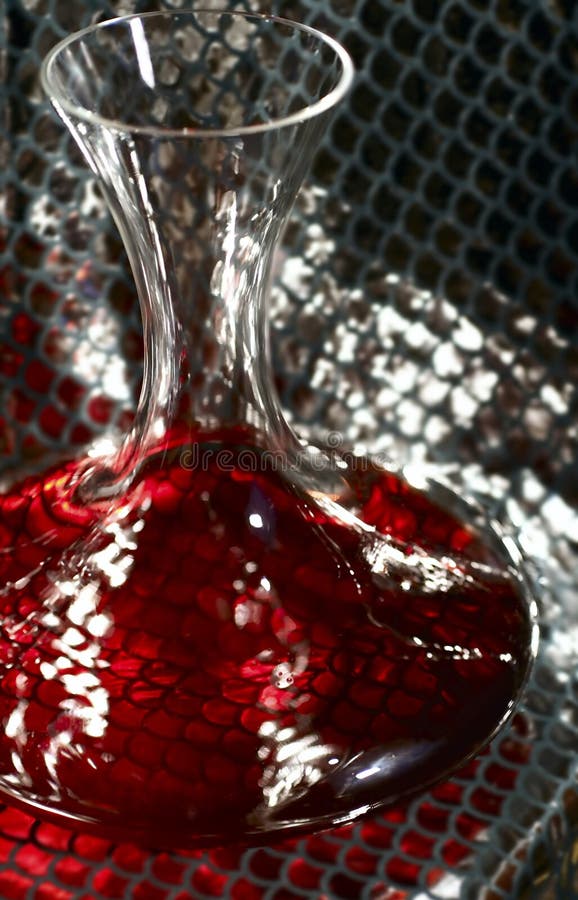 Wine decanter on silver