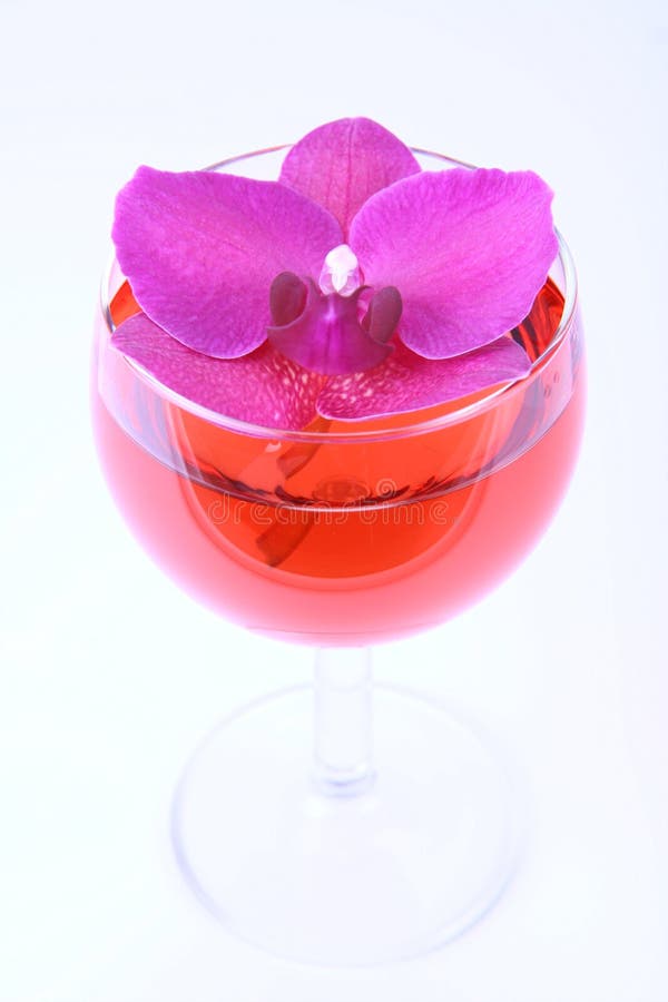 Wine decorated with a orchid
