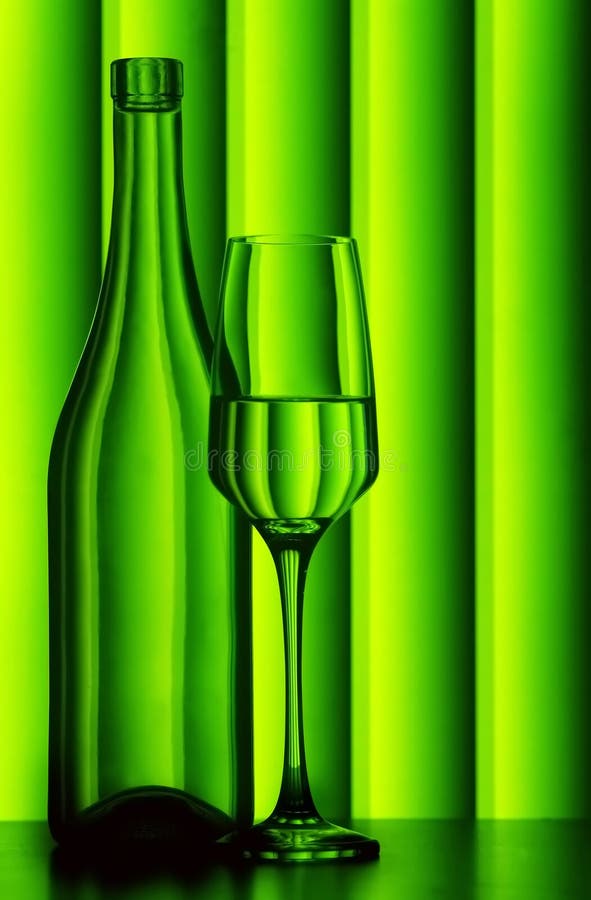 Wine bottle and glasses stock photo. Image of crystal 16279438