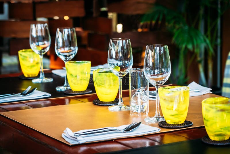 Wine Glass with Dining Set Prepare for Breakfast Lunch or Dinner on