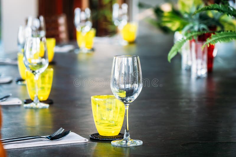 Wine Glass with Dining Set Prepare for Breakfast Lunch or Dinner on