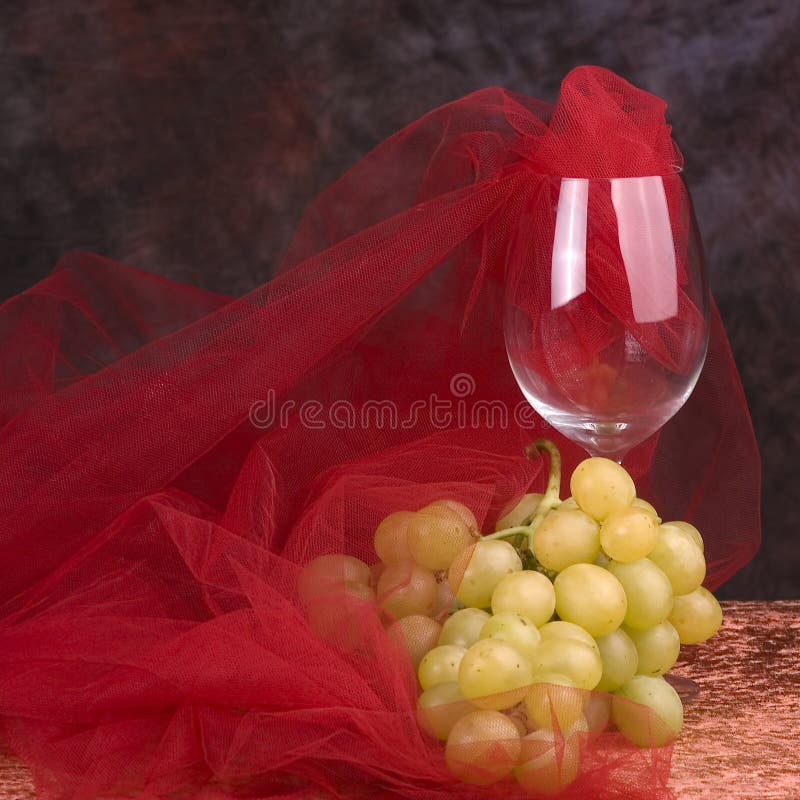 Wine Glass with Grapes