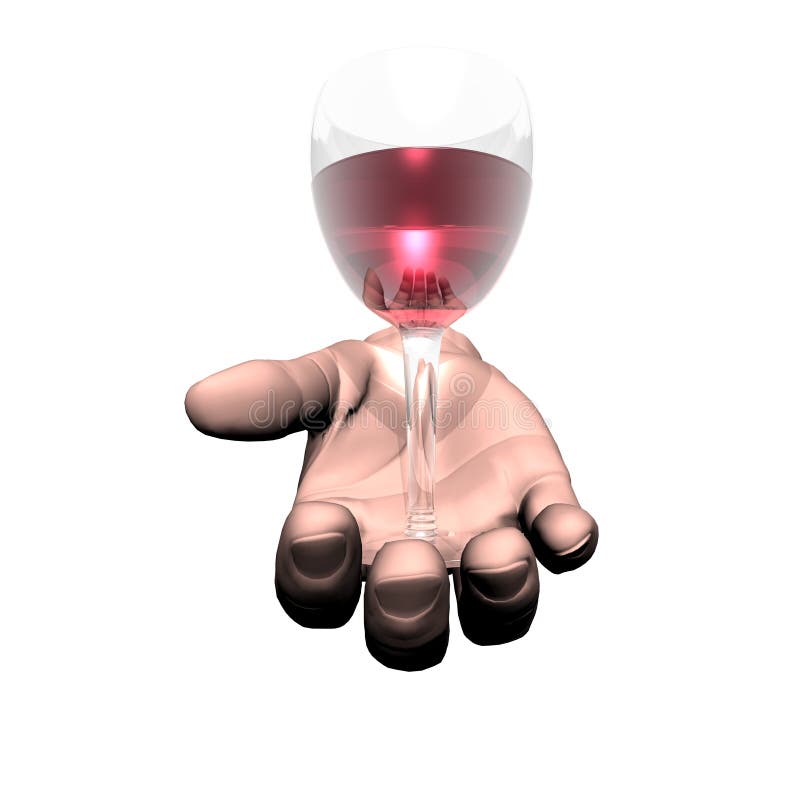 Wine glass on the hand isolated on