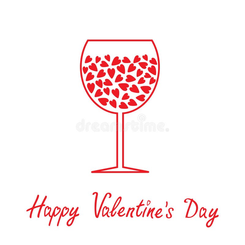 Wine Glass with Hearts Inside. Happy Valentines Da Stock Vector ...